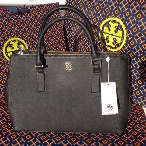 NWT Tory Burch Robinson Mini Black Tote